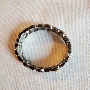 Bangle Cuff Metal Bracelet with Oval Design Gold And Silver Tone Jewelry